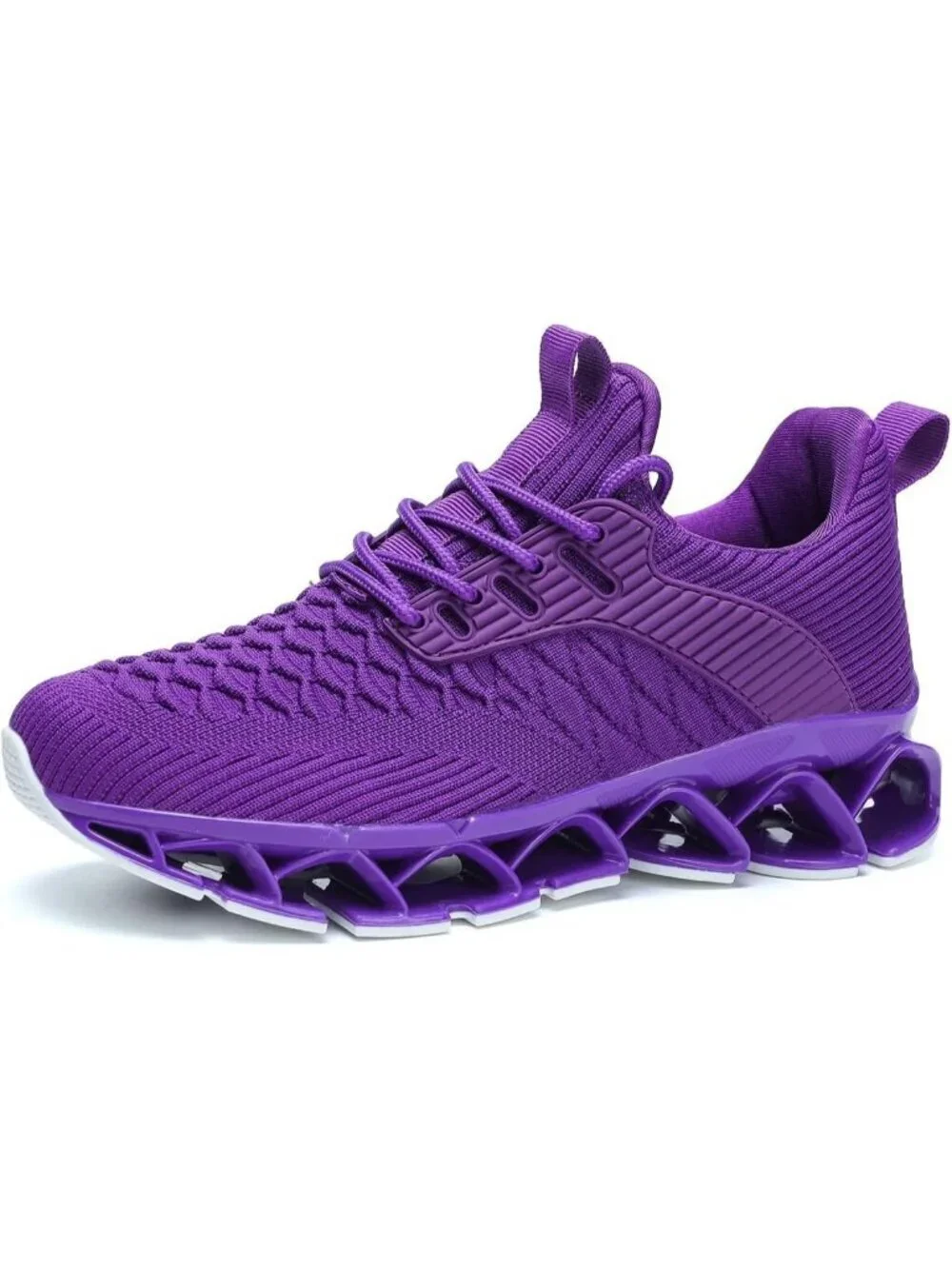 Women's Purple Blade Mesh Comfort Non Slip Athletic Slip on Soft Sneaker Shoes